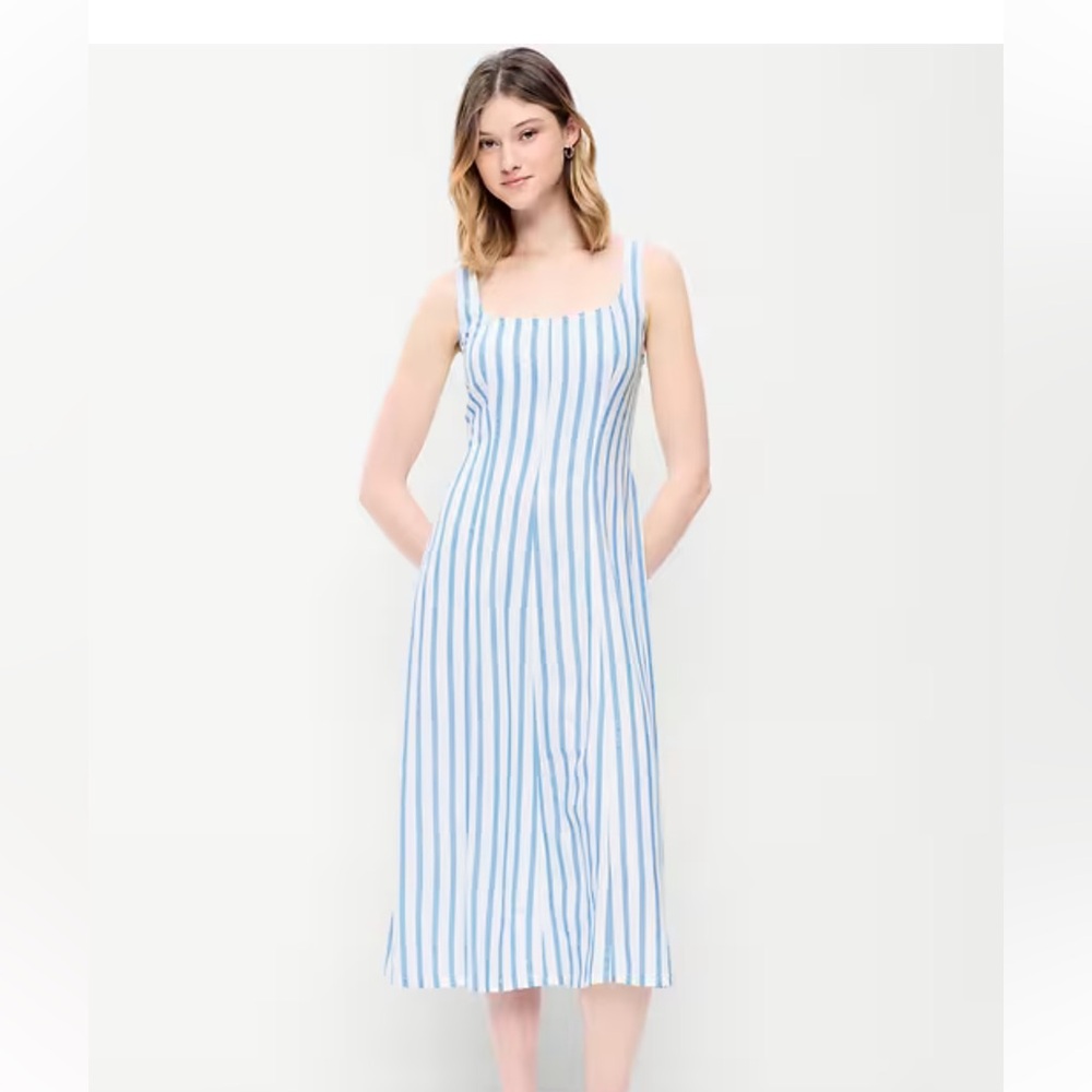 Old Navy Fit & Flare Sleeveless Linen-Blend Midi Dress size medium